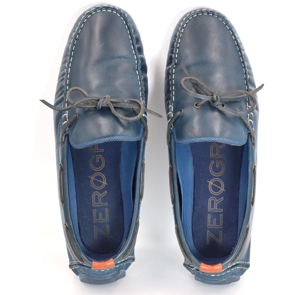 Cole Haan Zerogrand Loafers Mens 10.5 Navy Blue Leather Driving Shoes Casual